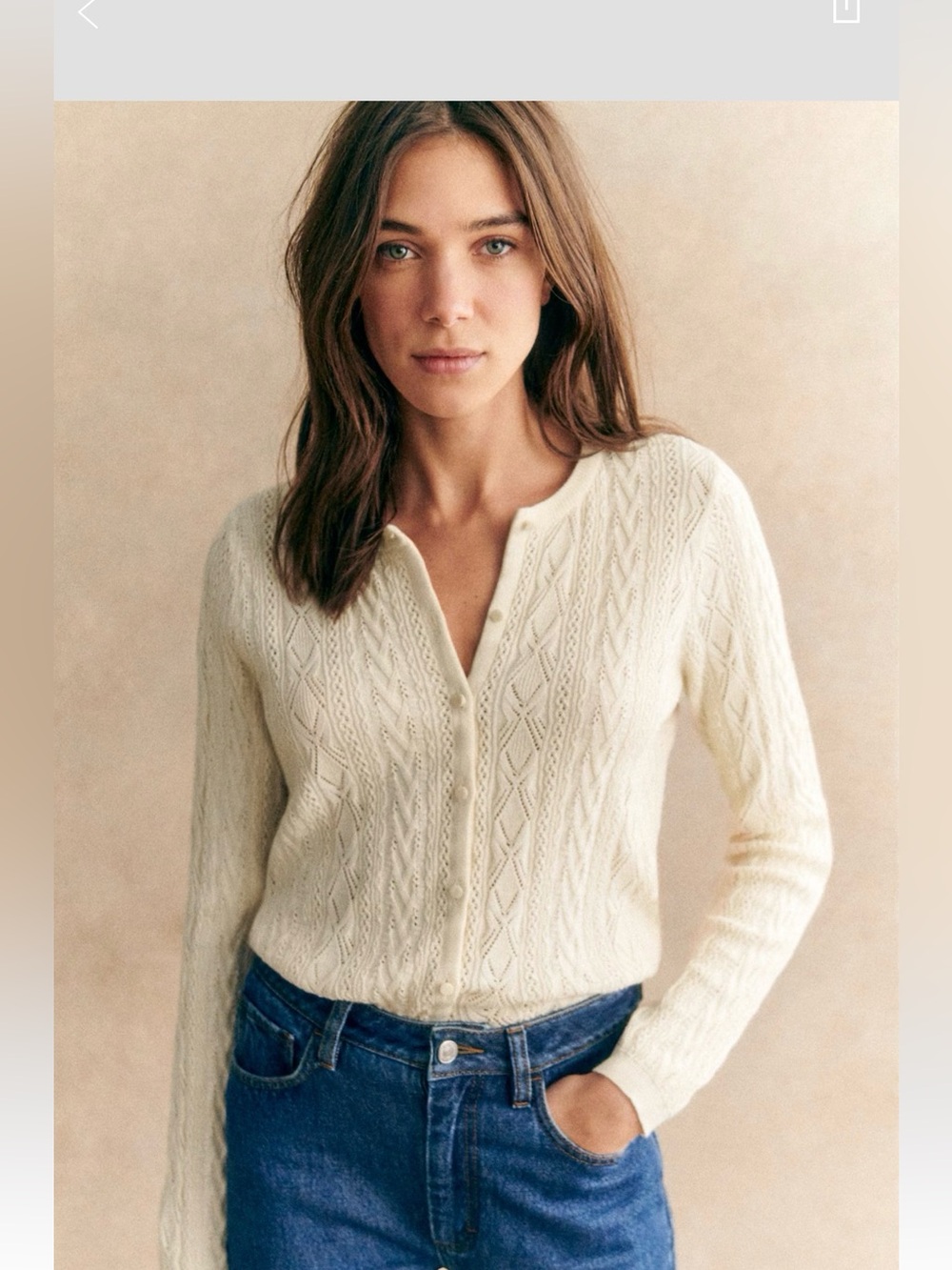 Sezane Ruben cardigan in cream, size small
